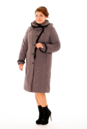 Женское пальто из текстиля с капюшоном, отделка норка 8010213-2