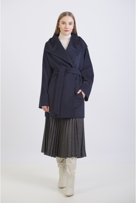 Женское пальто из текстиля с воротником 8011804