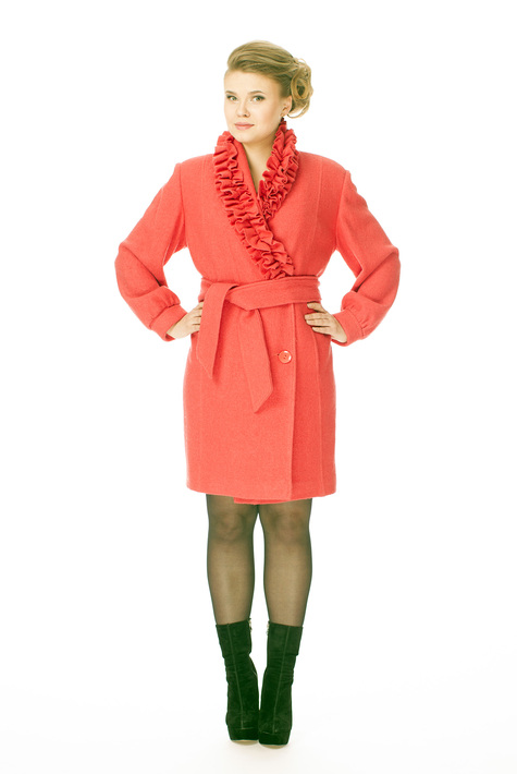 Женское пальто из текстиля с воротником 8011968