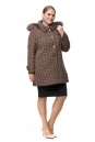 Женское пальто из текстиля с капюшоном, отделка песец 8012212