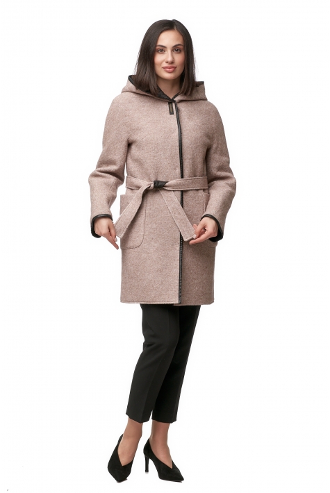 Женское пальто из текстиля с капюшоном 8012535