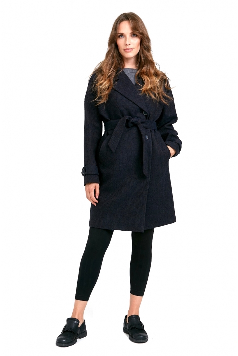 Женское пальто из текстиля с воротником 8018768