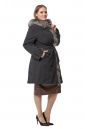 Женское пальто из текстиля с капюшоном, отделка лиса 8020918