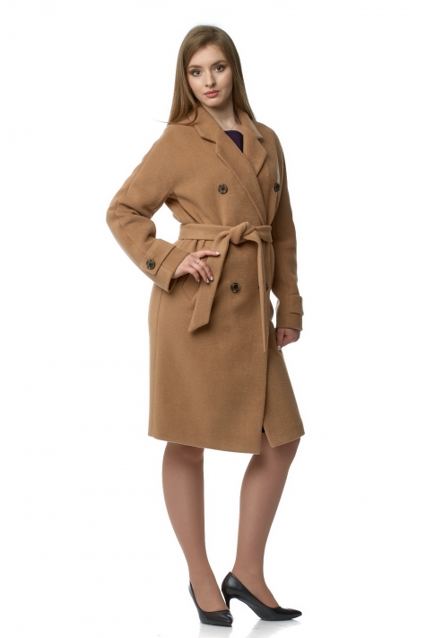 Женское пальто из текстиля с воротником 8021127
