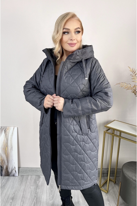 Женское пальто из текстиля с капюшоном 8024047