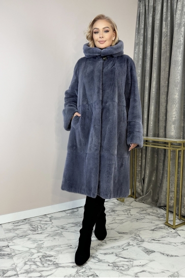 Шуба из норки с капюшоном